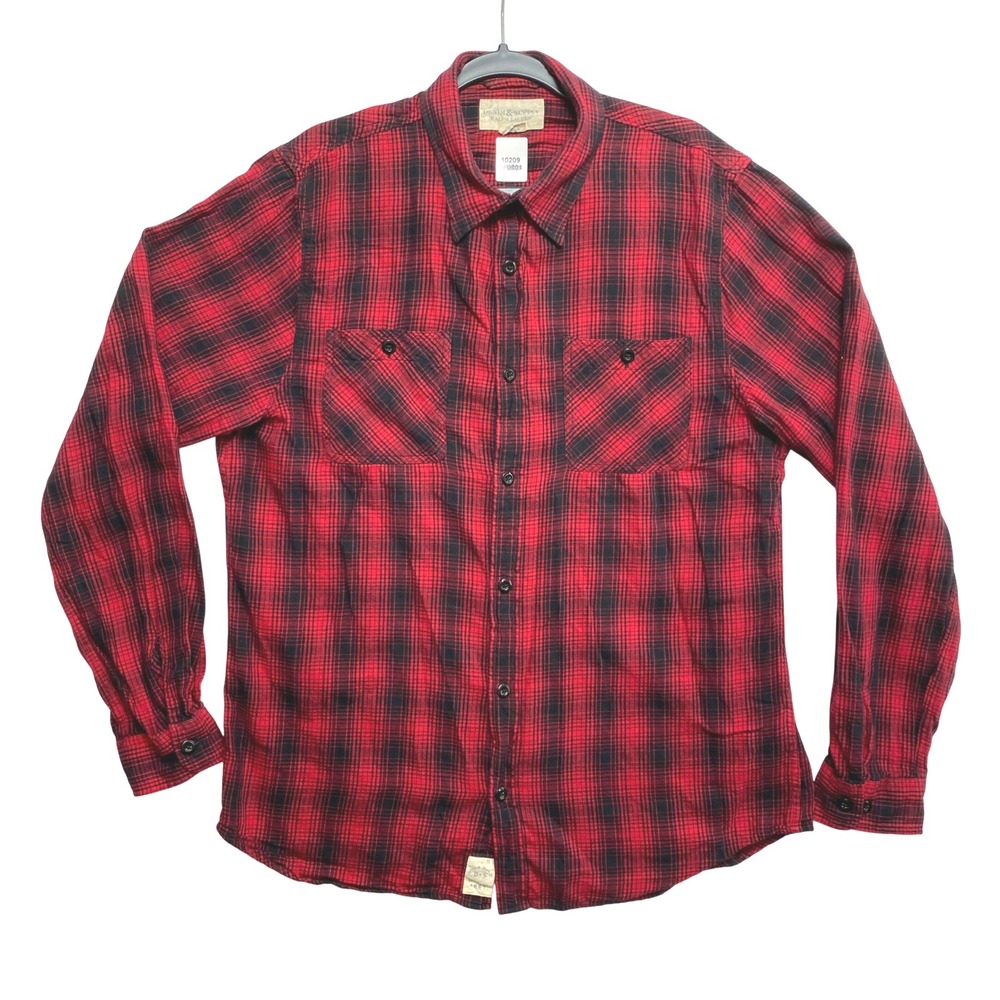 Denim & Supply Ralph Lauren Shirt Mens XL Red Black Plaid Flannel Button Down